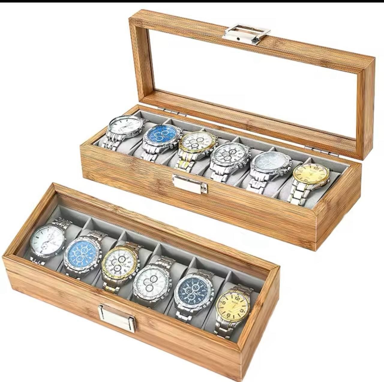 DUST-PROOF WOODEN WATCH TRAY 6SLOTS WOODEN WATCH TRAY