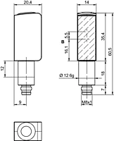 Leuze, ODT53CL1-2M/L6-M8, 50155120, Diffuse sensor with background suppression
