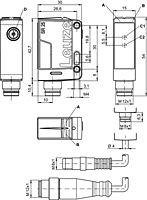 Leuze, ODT25CL1-3M.3/L6-M12, 50154566, Distance diffuse sensor with background suppression