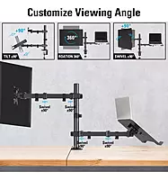 Adjustable Desk Mount Monitor Arm with Laptop Tray Dual Monitor Desk Holder