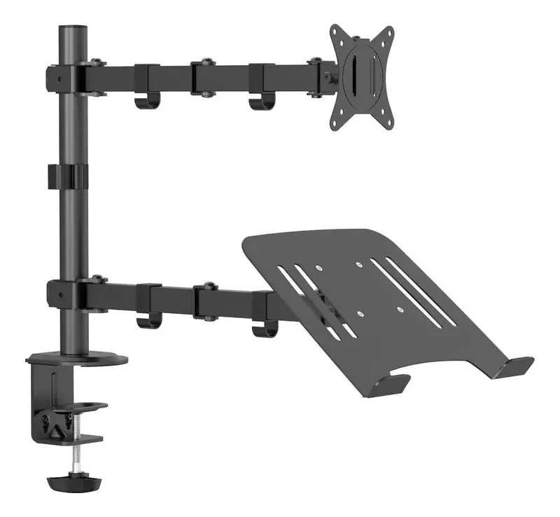 Adjustable Desk Mount Monitor Arm with Laptop Tray Dual Monitor Desk Holder