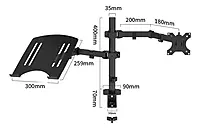 Adjustable Desk Mount Monitor Arm with Laptop Tray Dual Monitor Desk Holder