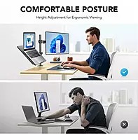 Adjustable Desk Mount Monitor Arm with Laptop Tray Dual Monitor Desk Holder