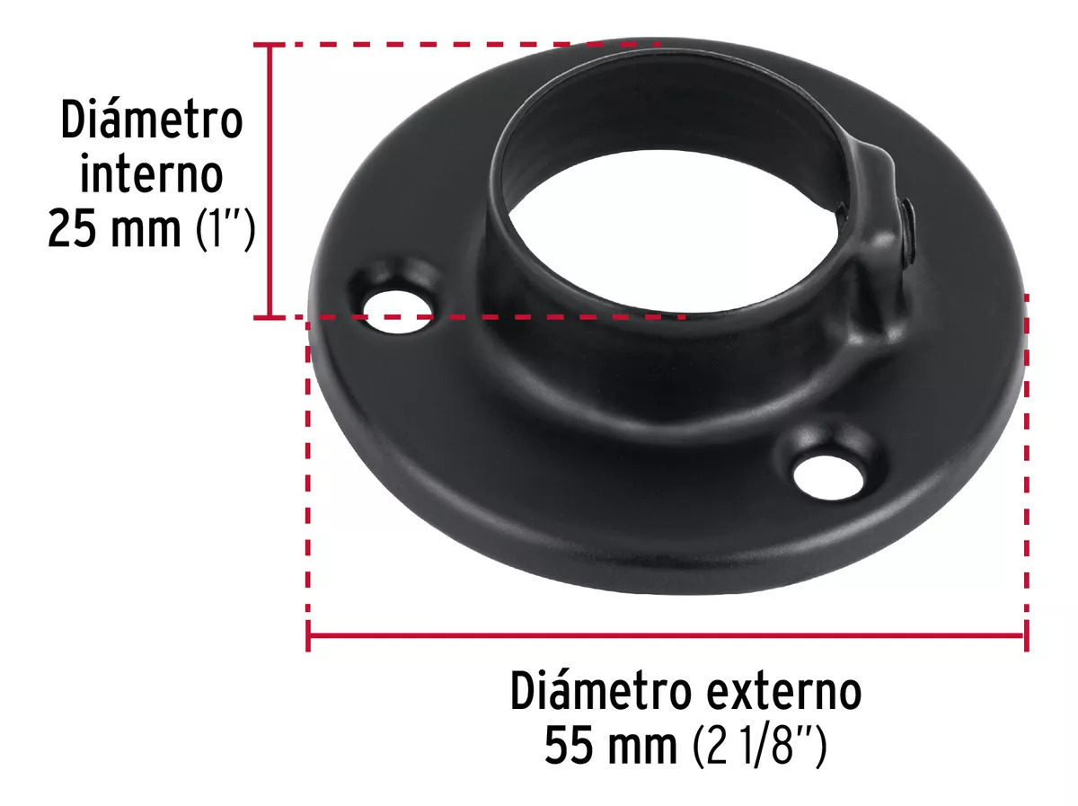 Brida negra para tubo redondo de closet, Hermex 46582