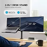 Adjustable Desk Mount Monitor Arm with Laptop Tray Dual Monitor Desk Holder