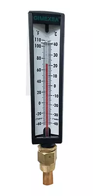 Termometro Caratula Rectangular De 6 Pulg Miljoco, Tipo Angular, Conexion 1/2 Npt, Escala 40-0-110F Termopozo 1/2 - S531A