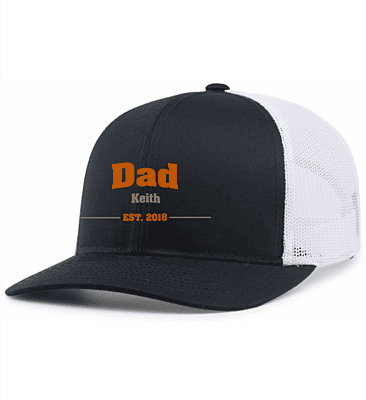 Custom “Dad Est.” Embroidered Trucker Cap – Richardson 112 Snapback
