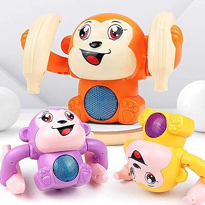 Battery Operated Voice Control Monkey Toy with Musical, Dancing, Spinning, Rolling Features