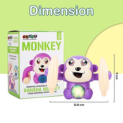 Battery Operated Voice Control Monkey Toy with Musical, Dancing, Spinning, Rolling Features