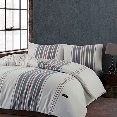 White Bedding Set with Darker Lines - King