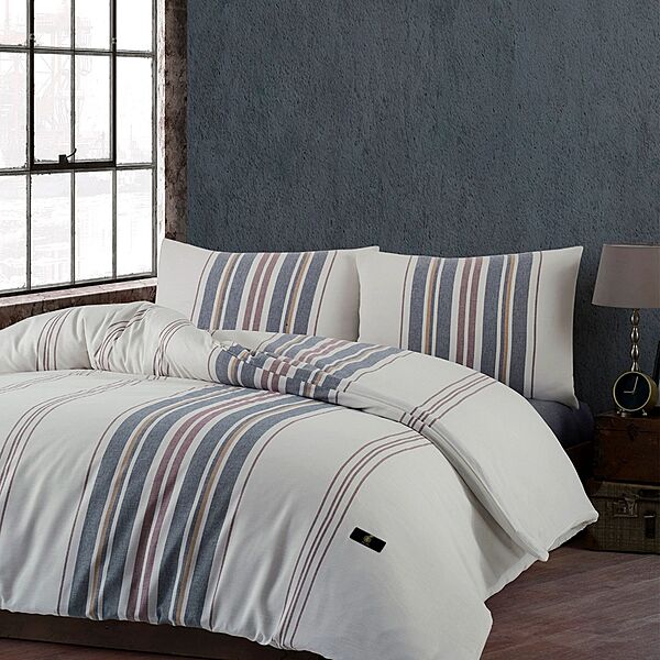 White Bedding Set with Darker Lines - King