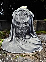 Handmade Death Veiled Lady Candle- Black, Unscented