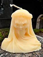 Handmade Death Veiled Lady Candle- White, Unscented