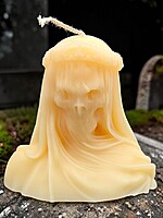 Handmade Death Veiled Lady Candle- White, Unscented