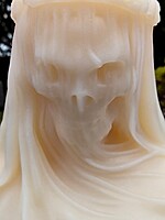 Handmade Death Veiled Lady Candle- White, Unscented