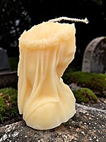 Handmade Death Veiled Lady Candle- White, Unscented