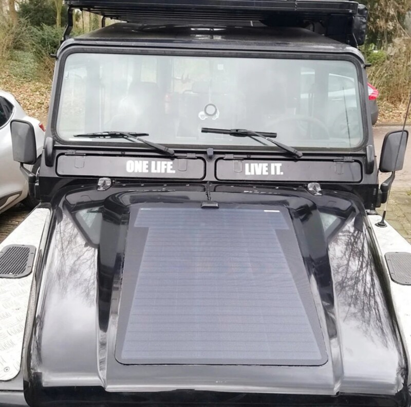 Defender 110/90 (1984-2006) 75W Bonnet Flexible Solar Panel Defender 110/90 (1984-2006) 75W Bonnet Flexible Solar Panel