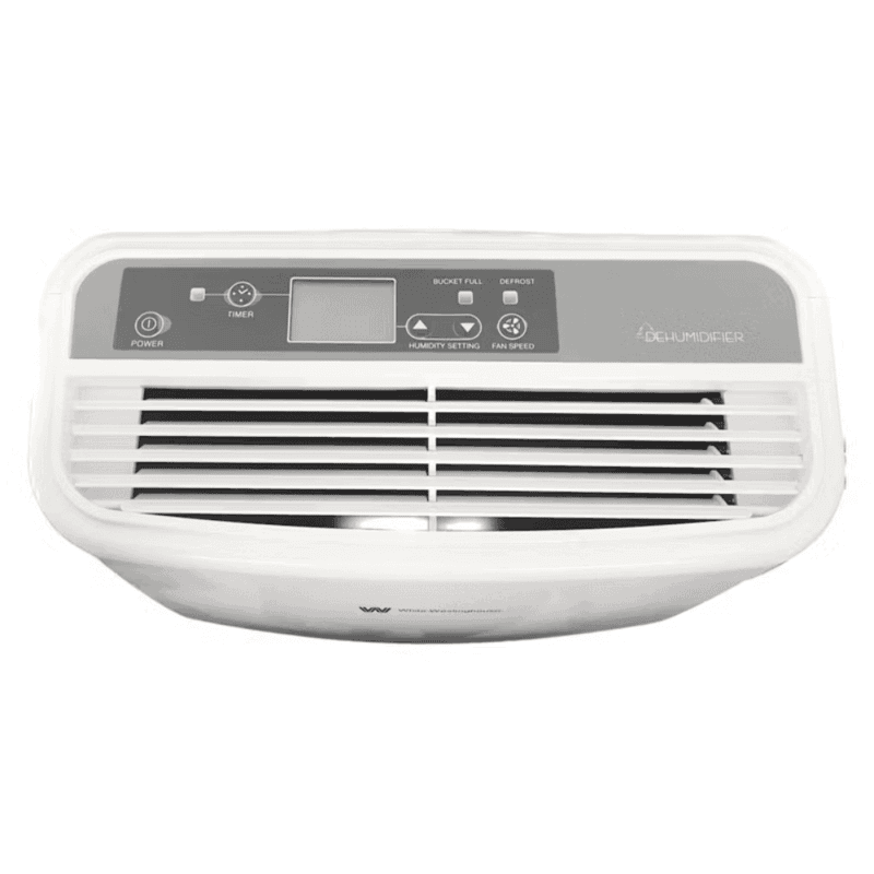 Top view of the White Westinghouse 20L dehumidifier air outlet grill.