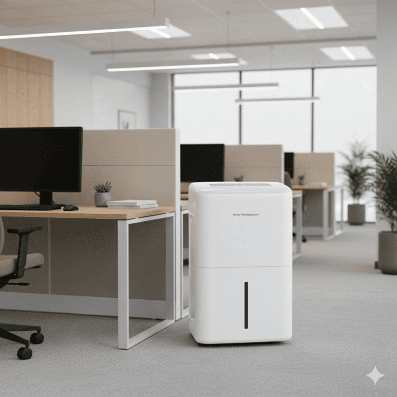 Efficient White Westinghouse 30-liter dehumidifier AWHD306L for preventing mold and mildew.