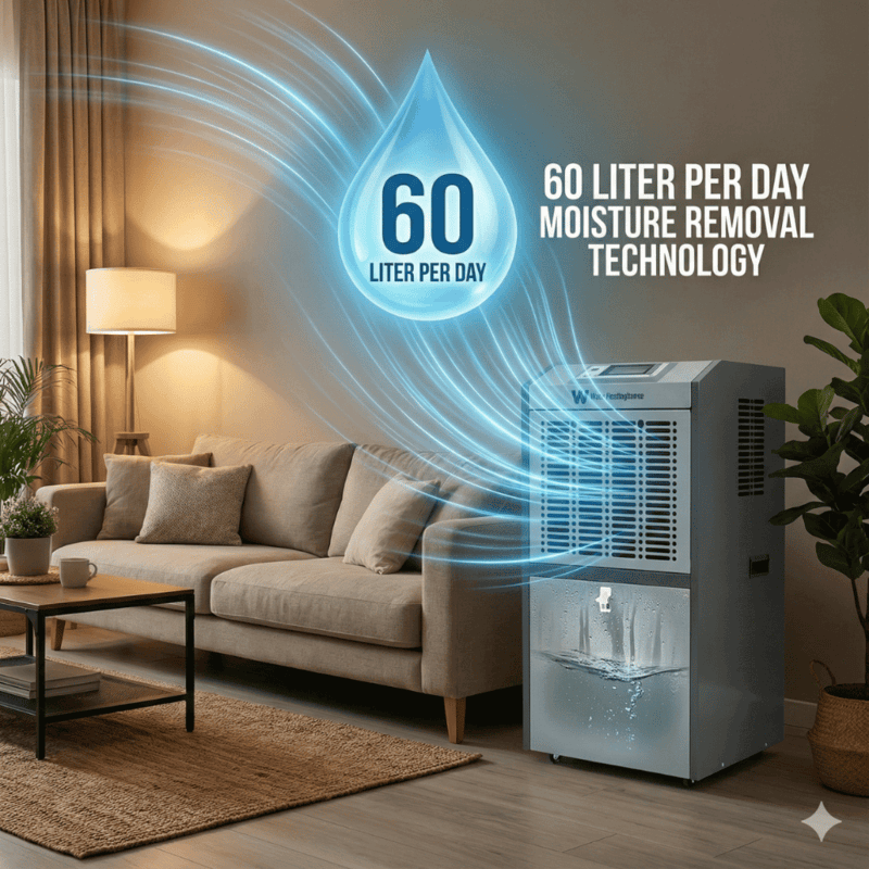 Side angle view of the White Westinghouse WDE 603T moisture remover.