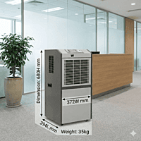 Compact White Westinghouse WDE 603T dehumidifier placed on a floor.
