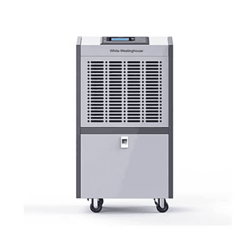 Front view of the White Westinghouse WDE110P industrial dehumidifier unit.