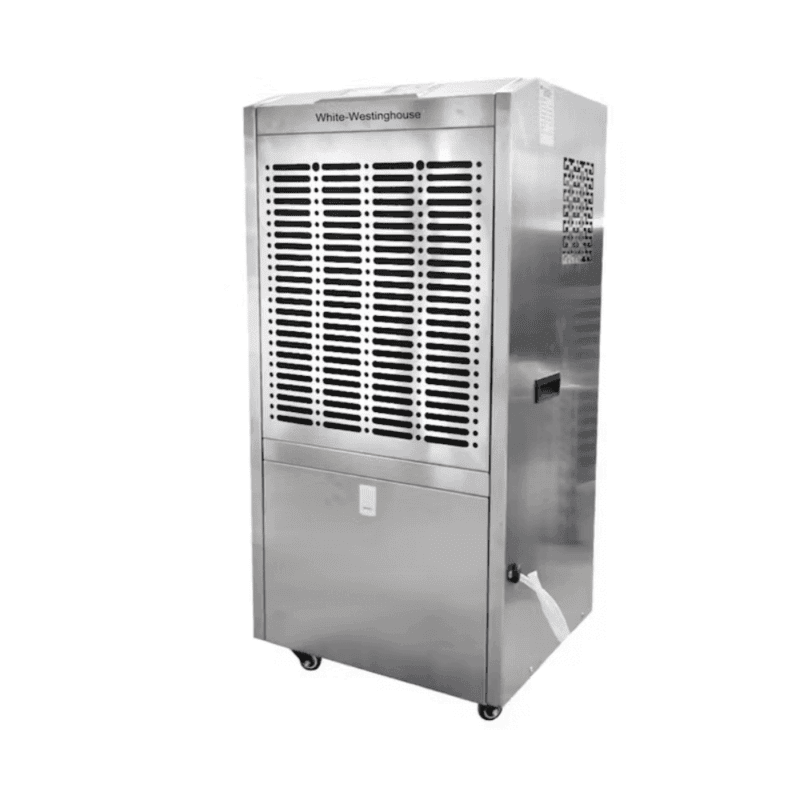 Side profile of the durable White Westinghouse 150L dehumidifier machine model WDE150S.