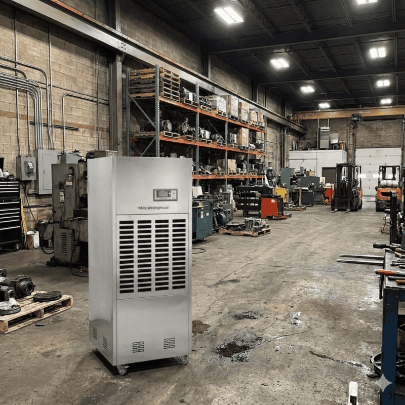 White Westinghouse 168L commercial dehumidifier model WDE168S for large spaces.