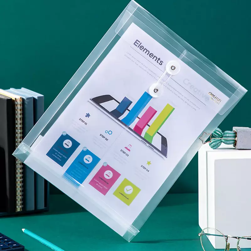 DELI E5511 A4 FILE BAG WITH STRING CLOSURE - CLEAR