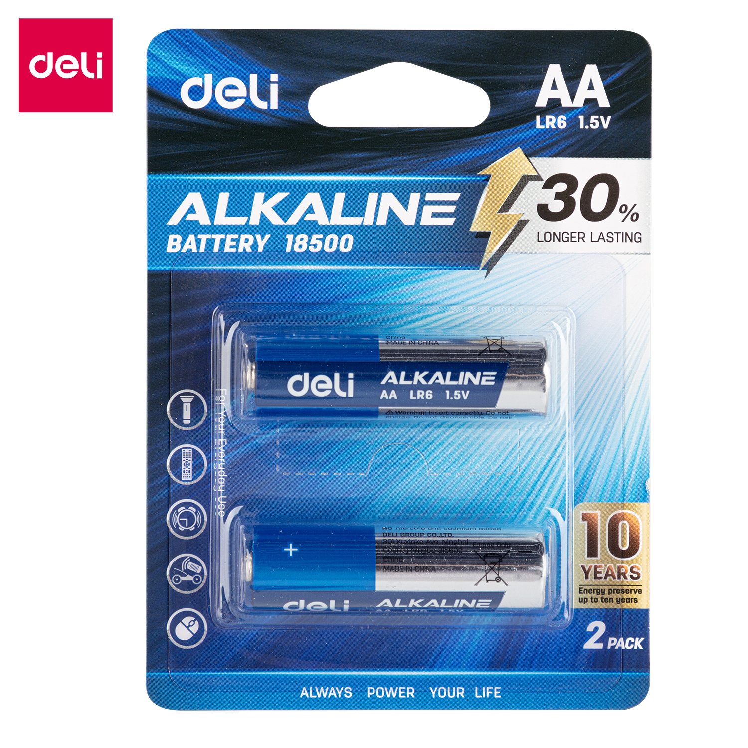 DELI 18500 LR6 ALKALINE BATTERY AA - PCS