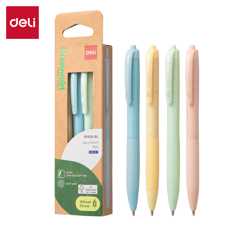 DELI Q150E-BL BALLPOINT PEN 0.7MM WITH SOFT-GRIP - BLUE