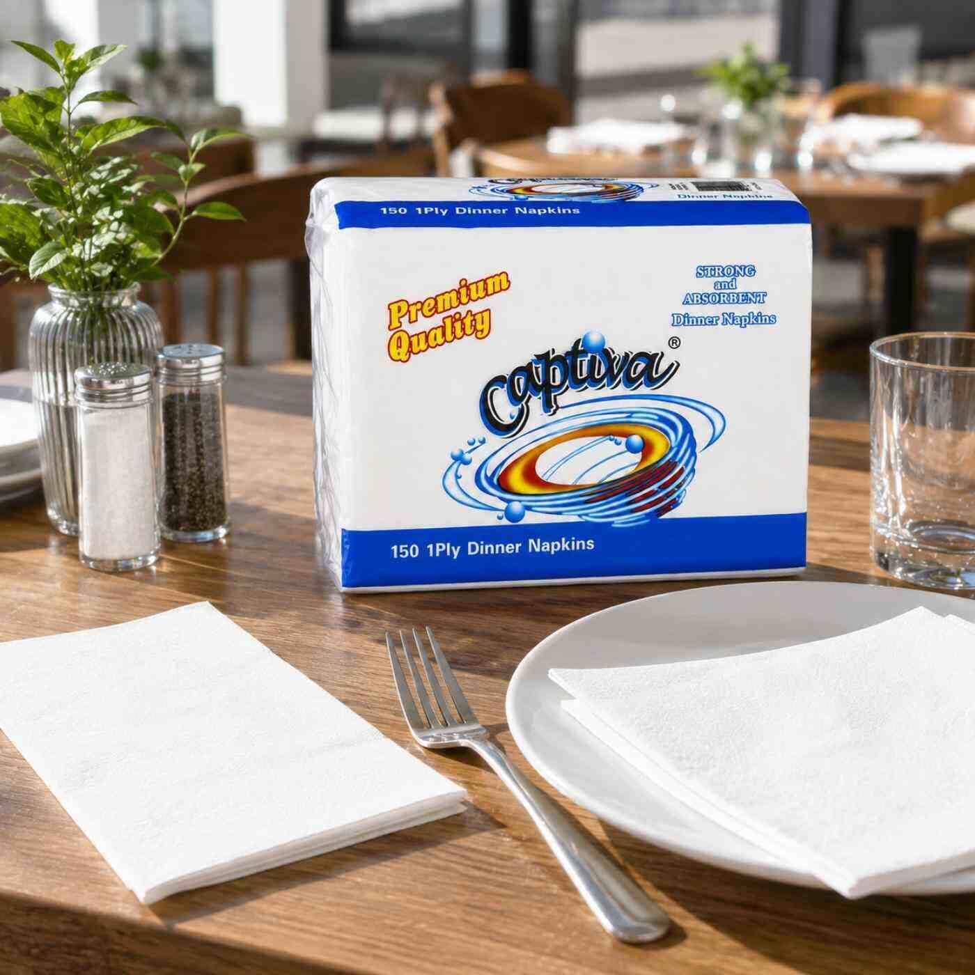 Dinner Napkins Wht 1Ply Virgin Captiva 18/250