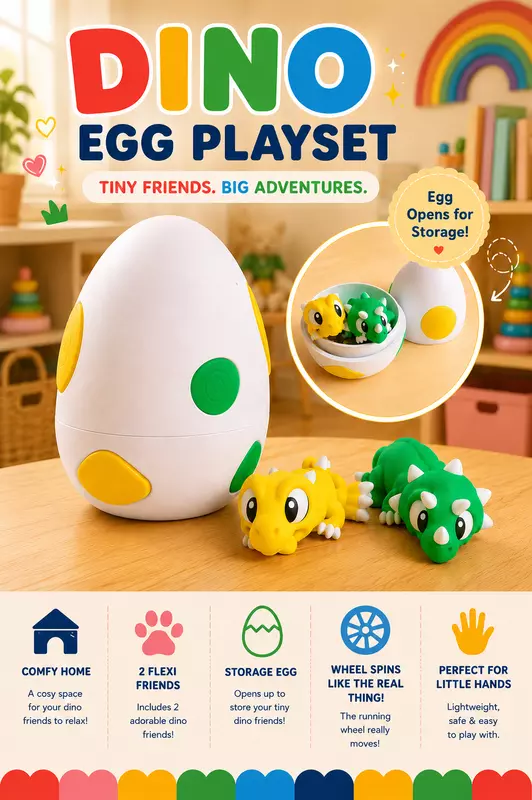 Dino Egg with Flexi T-Rex and Triceratops