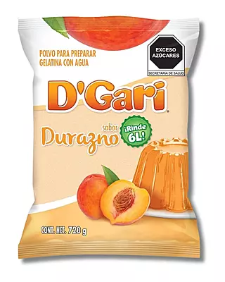 DGARI GELATINA DE AGUA SABOR DURAZNO 720 GR