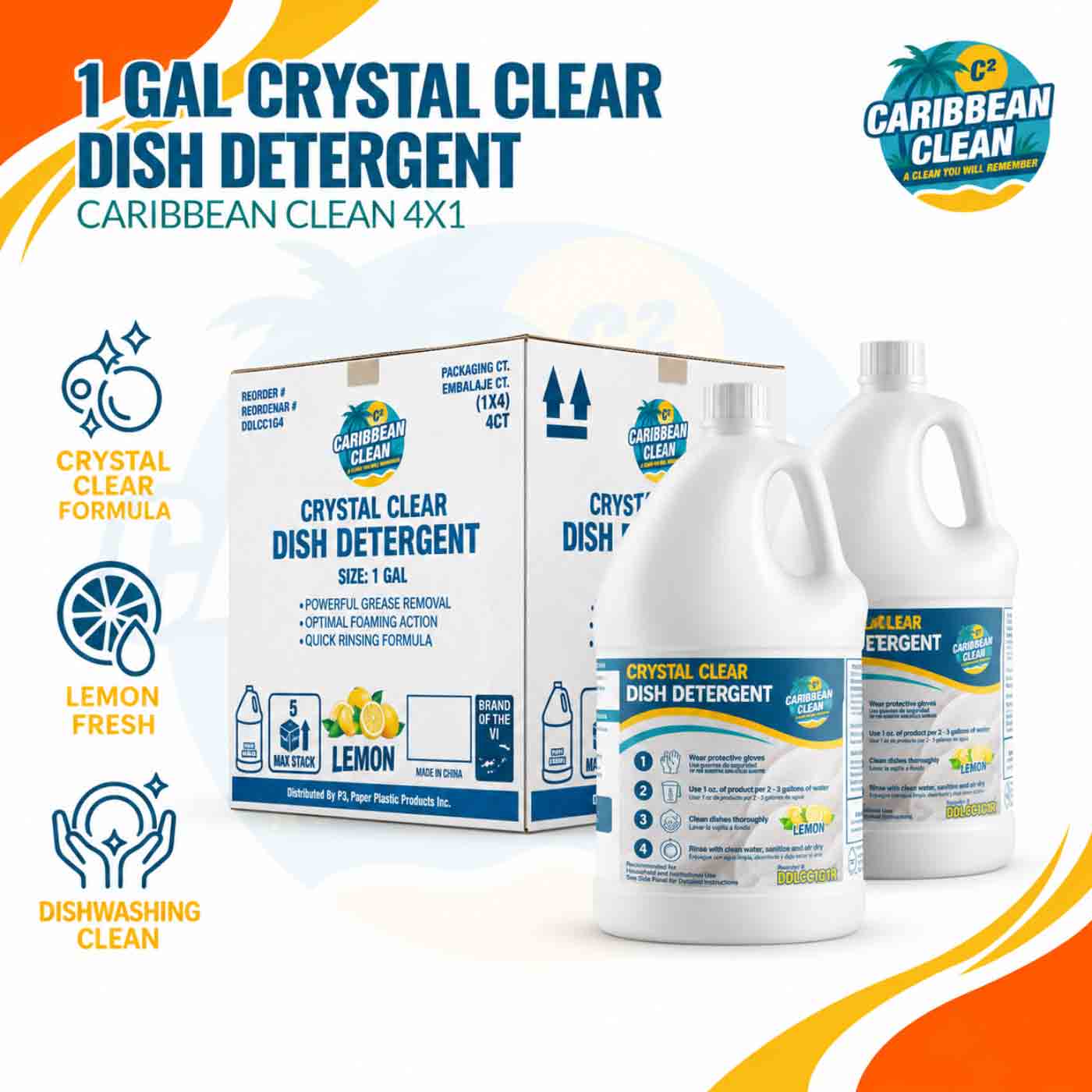 Dish Detergent Crystal Clean Caribbean Clean 1 Gal 4/1.