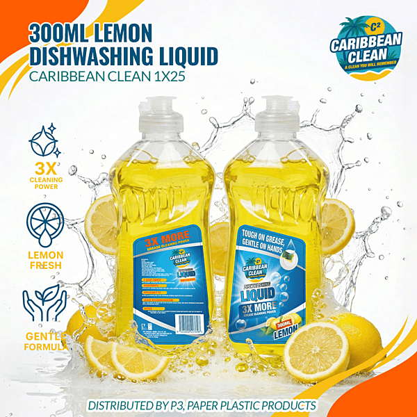 Dishwashing Liquid Lemon Caribbean Clean 300ml 1/25