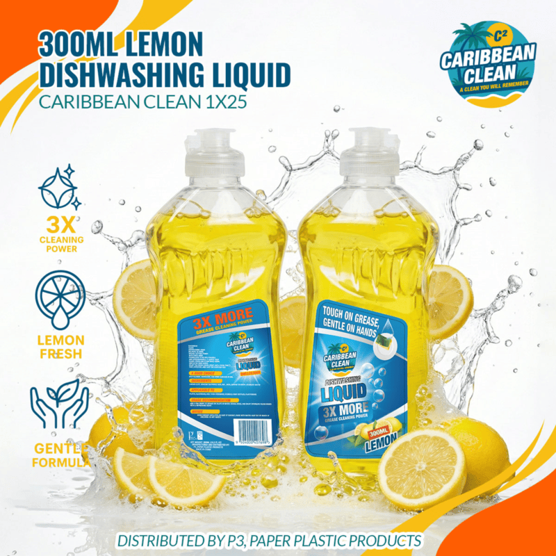 Dishwashing Liquid Lemon Caribbean Clean 300ml 1/25