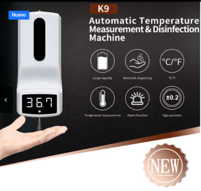 Dispensador y termómetro todo incluído