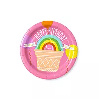 Disposable Paper Plates Set of 20 | Happy Birthday Rainbow Theme Birthday Party Plates for Kids & Celebrations