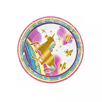 Disposable Paper Plates Set of 24 | Unicorn Theme Party Plates for Kids & Celebrations