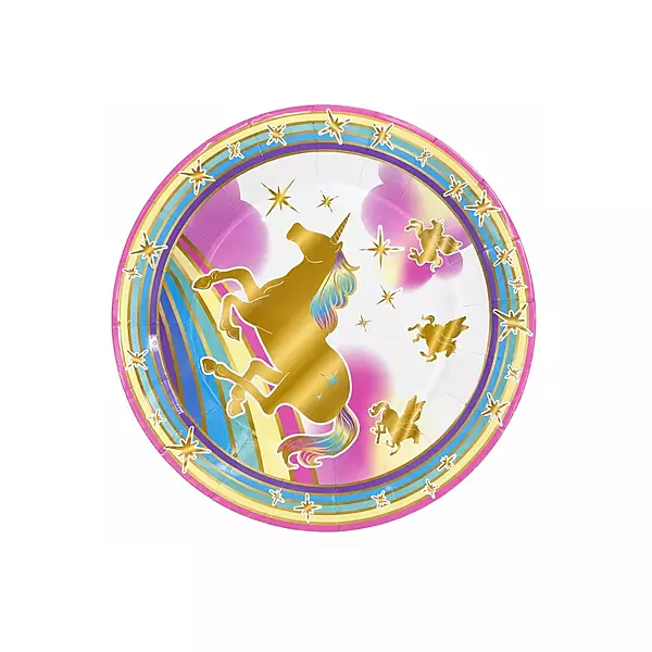 Disposable Paper Plates Set of 24 | Unicorn Theme Party Plates for Kids & Celebrations
