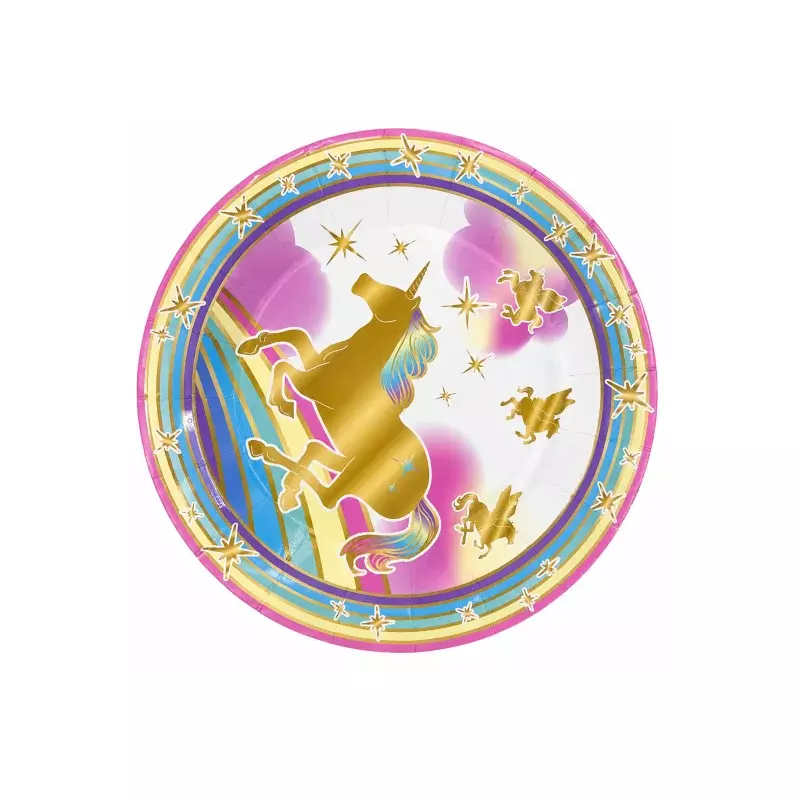 Disposable Paper Plates Set of 24 | Unicorn Theme Party Plates for Kids & Celebrations