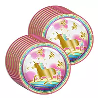 Disposable Paper Plates Set of 24 | Unicorn Theme Party Plates for Kids & Celebrations