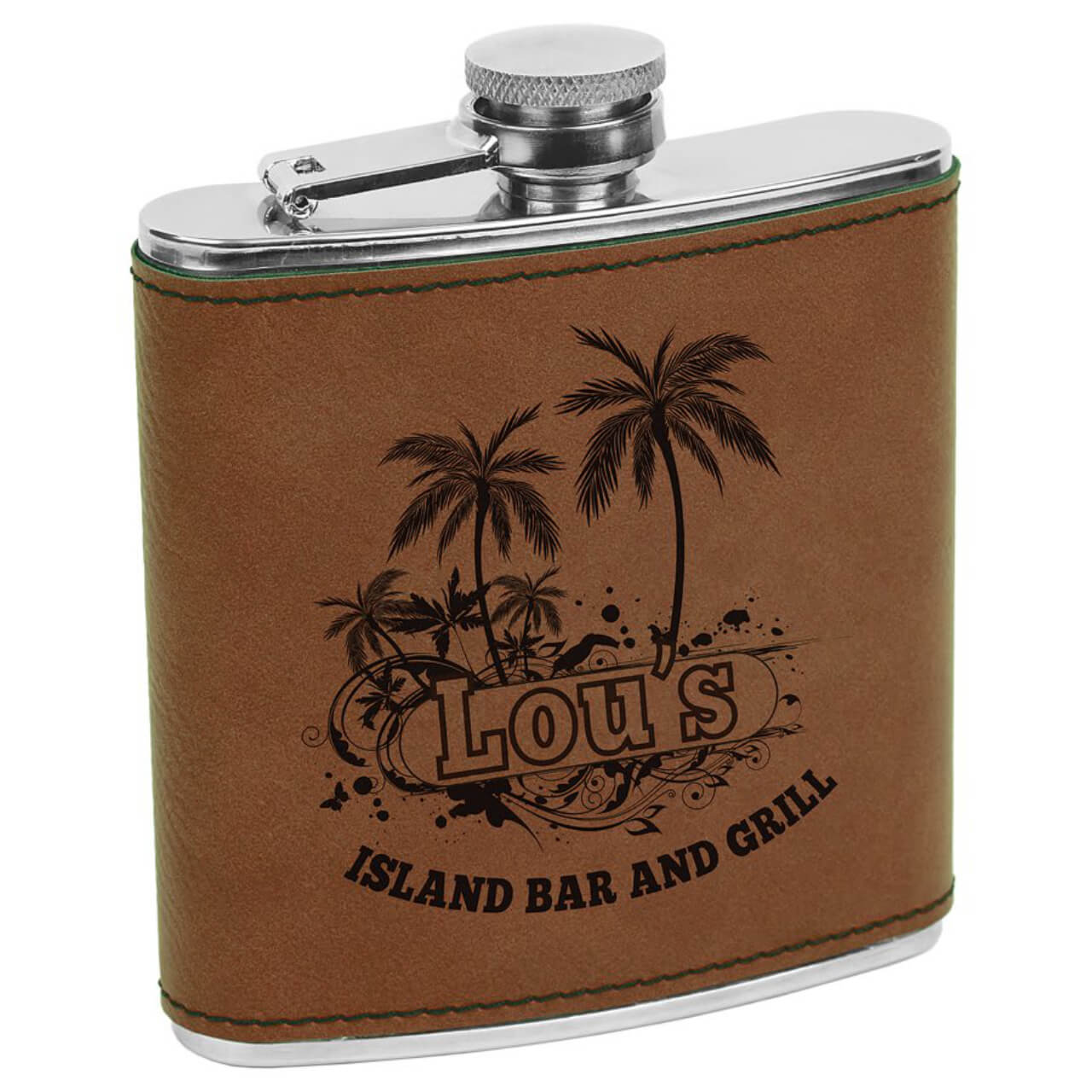 6 oz Leatherette Wrapped Flask