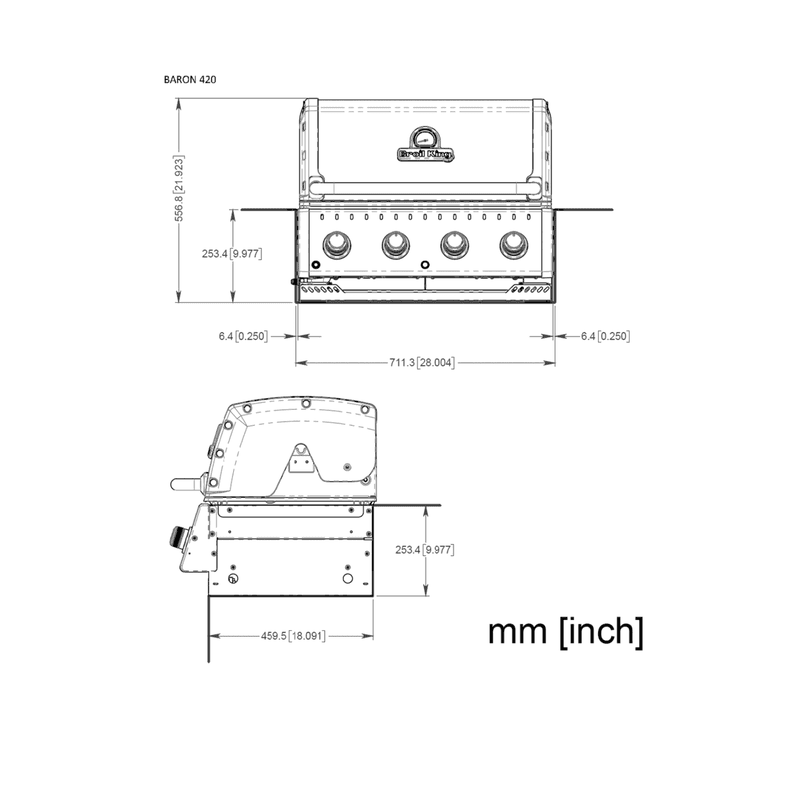 Broil King Baron™ 420 Shadow Built-In Gas Grill Head