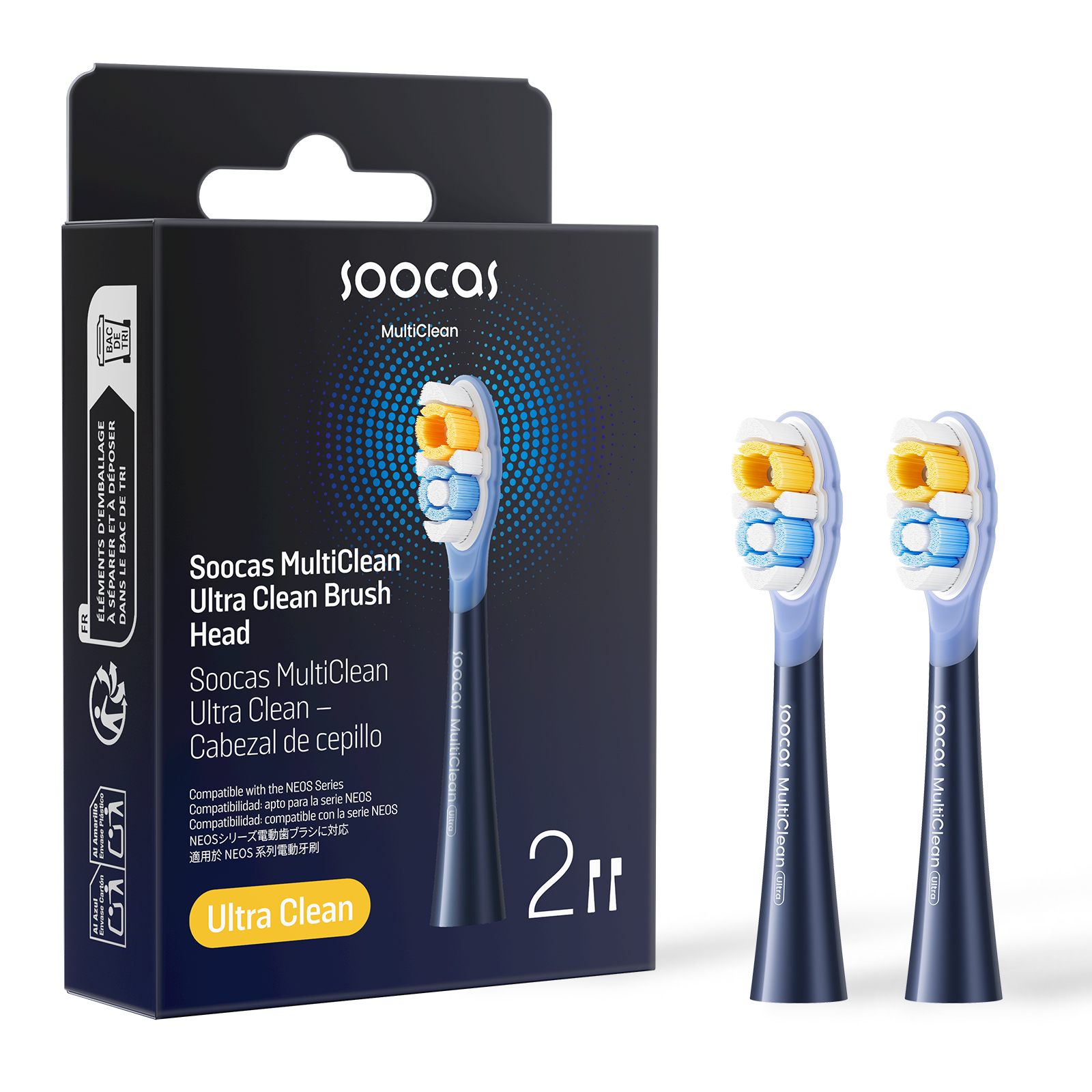 Soocas NEOS II Ultra Clean Toothbrush Head (2-Pack) - Original Replacement Brush Heads