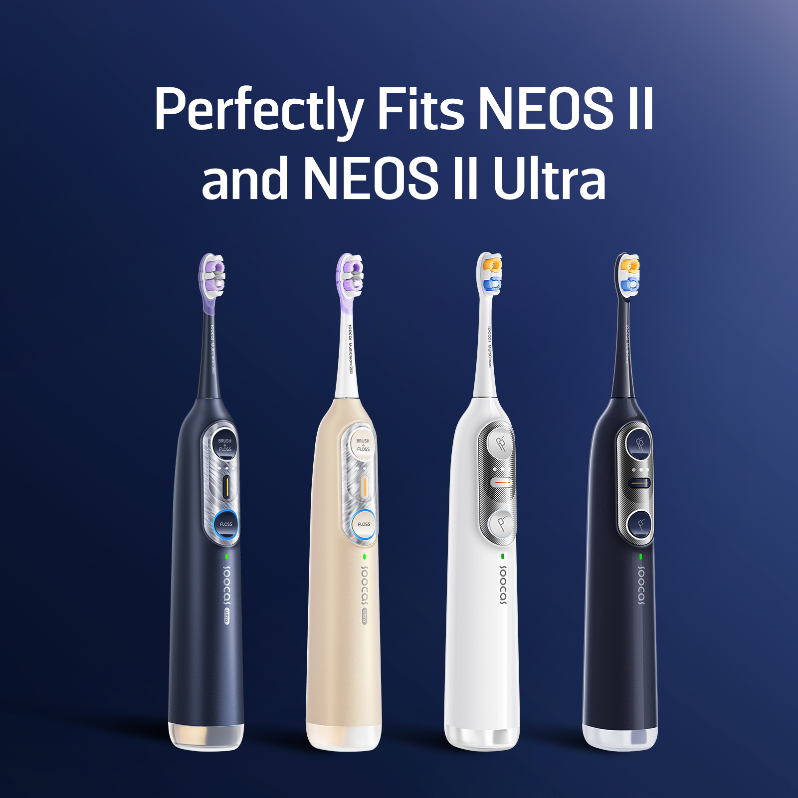 Soocas NEOS II Ultra Clean Toothbrush Head (2-Pack) - Original Replacement Brush Heads