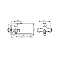 WALL MOUNTED BATHTUB/WASHBASIN MIXER WITH SHOWER CONNECTION-TIGA
