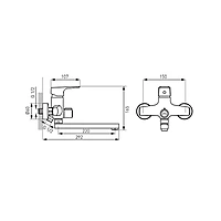 WALL MOUNTED BATHTUB/WASHBASIN MIXER WITH SHOWER CONNECTION-TIGA
