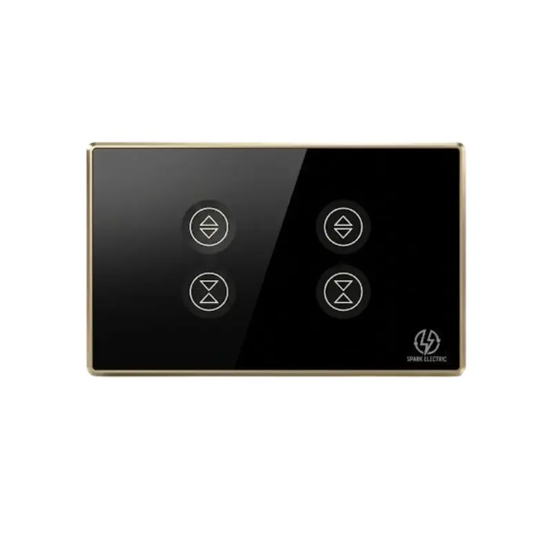 TUYA Zigbee Curtain 2gang US black Tuya concave with aluminum frame